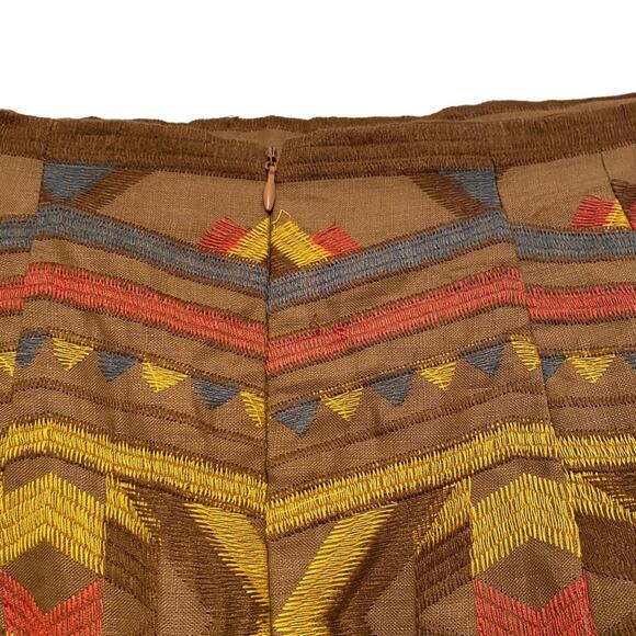 Zara Embroidered Brown Boho Navajo Print Skirt size small - Picture 6 of 8